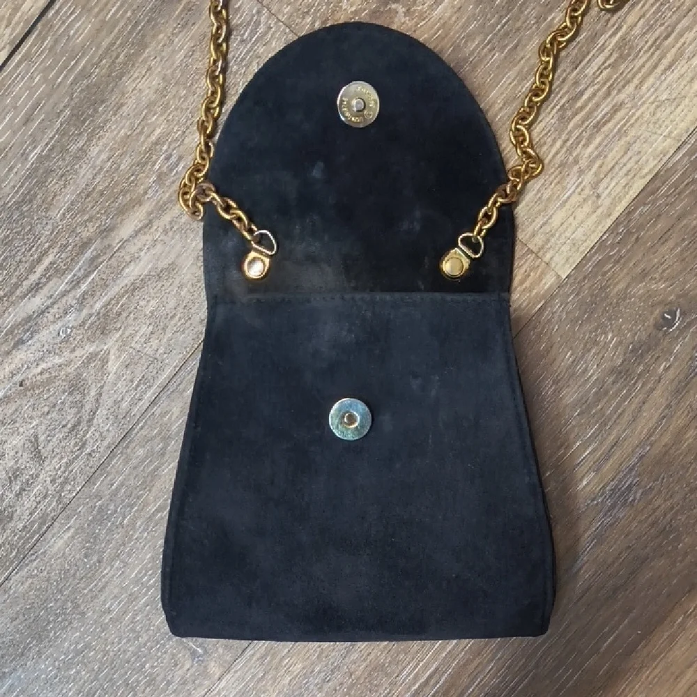 Vintage Black Crossbody Bag Gold Chain